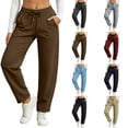 thumbnail image 1 of DYTTDG Women's Straight Leg Sweatpants, Drawstring Elastic High Waist Loose Casual Jogger Pants with Side Pockets for Daily Loungewear, 1 of 8