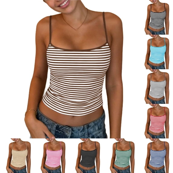 DYTTDG Women's Striped Knit Tank Top | Soft Crew Neck Sleeveless Summer Top, Casual Breathable Striped Shirt for Daily Wear & Layering