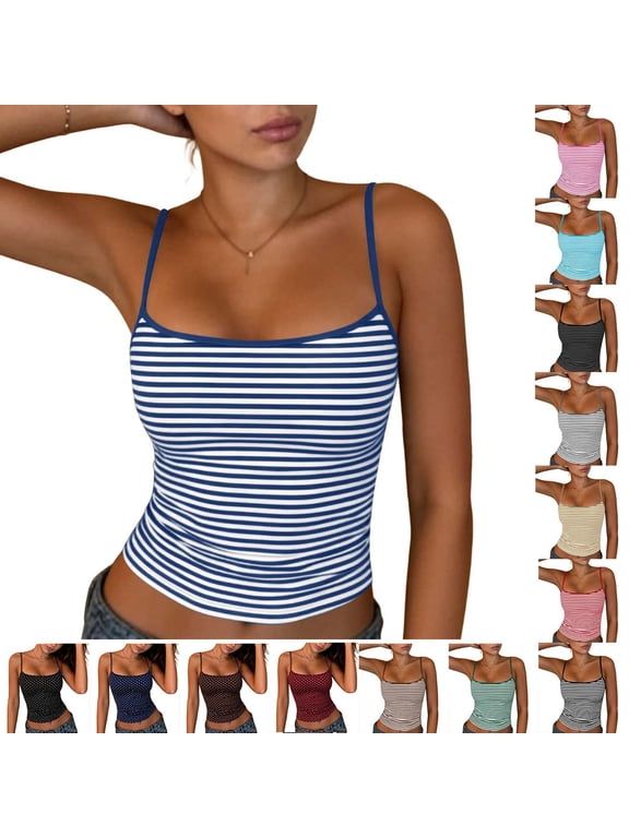 Women's Striped Knit Tank Top | Soft Crew Neck Sleeveless Summer Top, Casual Breathable Striped Shirt for Daily Wear & Layering