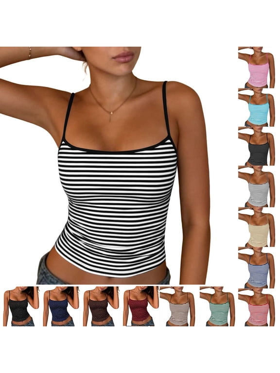Women's Striped Knit Tank Top | Soft Crew Neck Sleeveless Summer Top, Casual Breathable Striped Shirt for Daily Wear & Layering