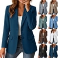 thumbnail image 1 of DYTTDG Women's Two-Button Blazer Jacket | Notch Lapel Long Sleeve Casual Workwear Outerwear with Pockets, Lightweight Office Blazer, 1 of 8