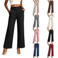 thumbnail image 1 of DYTTDG Women's Wide Leg Chino Pants | High Waisted Straight Leg Business Casual Trousers with Pockets, Office Wear, 1 of 7