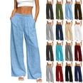 thumbnail image 1 of DYTTDG Women's Wide Leg Pants | High Waisted Solid Color Pleated Elastic Waist Casual Relaxed Fit Trousers with Pockets for Summer, 1 of 8