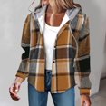 thumbnail image 1 of DYTTDG Women's Winter Casual Drawstring Hooded Jacket Long Sleeve Button Tweed Warm Top Great Gifts for Less, 1 of 6