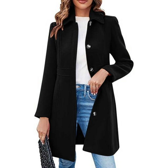 DYTTDG Women's Winter Long Coat Warm Lapel Button Long Sleeve Casual Outdoor Jacket with Pockets Great Gifts for Less