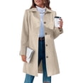 thumbnail image 1 of DYTTDG Women's Winter Long Coat Warm Lapel Button Long Sleeve Casual Outdoor Jacket with Pockets Great Gifts for Less, 1 of 9