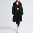 thumbnail image 1 of DYTTDG Women's Winter Long Hooded Jacket Solid Color Warm Fashion Loose Outdoor Coat Bread Clothes with Pockets on Clearance, 1 of 9
