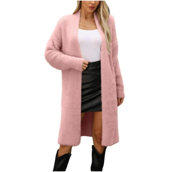 DYTTDG Women's Winter Long Knitted Cardigan Casual Loose Sweater Jacket on Clearance Christmas Gift