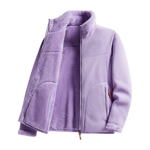 DYTTDG Women's Winter Thickened Coral Fleece Plus Size Jacket Long Sleeve Hoodless Casual Warm Coat with Pockets Great Gifts for Less