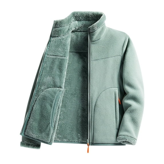 DYTTDG Women's Winter Thickened Coral Fleece Plus Size Jacket Long Sleeve Hoodless Casual Warm Coat with Pockets Great Gifts for Less