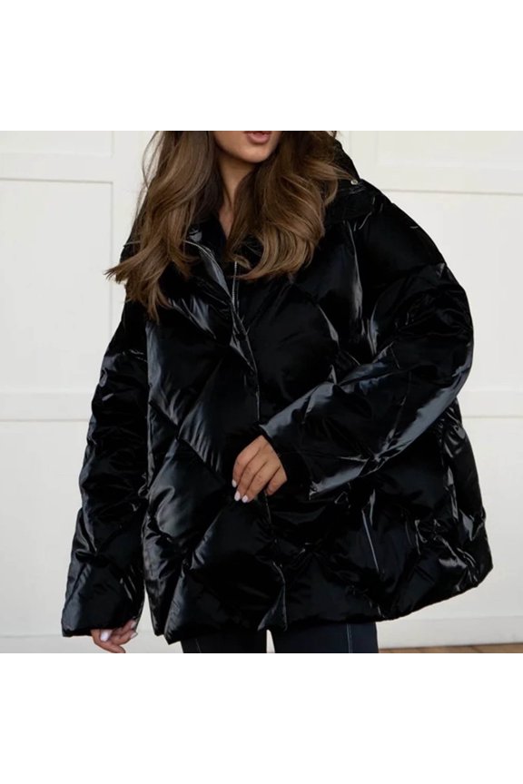 Women's Winter Warm Long Sleeve Lapel Jacket Button Zipper Casual Coat Bread Clothes on Clearance