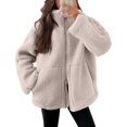thumbnail image 1 of Jackets for Women DYTTDG Women's Winter Warm Long Sleeve Lapel Jacket Zip Up Casual Loose Jacket with Pockets on Clearance, 1 of 8