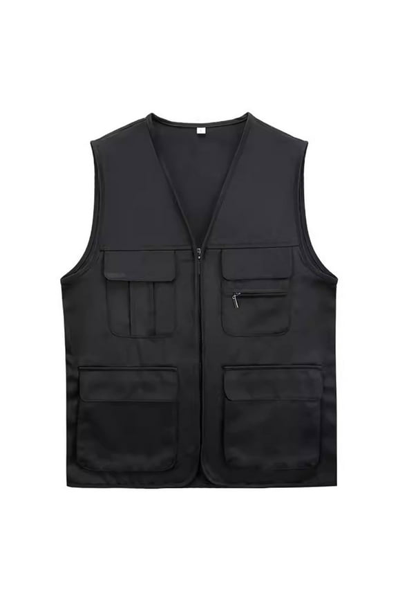 Women's Workwear Cargo Sleeveless Jacket Plus Size Solid Color V-Neck Zipper Top with Pocket on Clearance