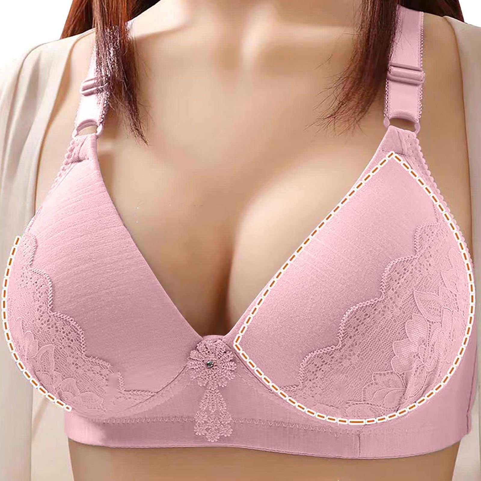 DYTTDO Shapermint Bra Plus Size Comfort Women's Thin Large Size Breathable  Gathered Underwear Women's Non-steel Bra Daily Bra Cost Saving Great Gifts