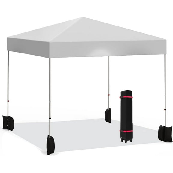 DYTesa 10x10ft Pop up Canopy, 1-Person Setup Portable Shelter, Adjustable Straight Leg Heights Instant Shelter with Wheeled Carry Bag, Canopies for Events and Camping, White