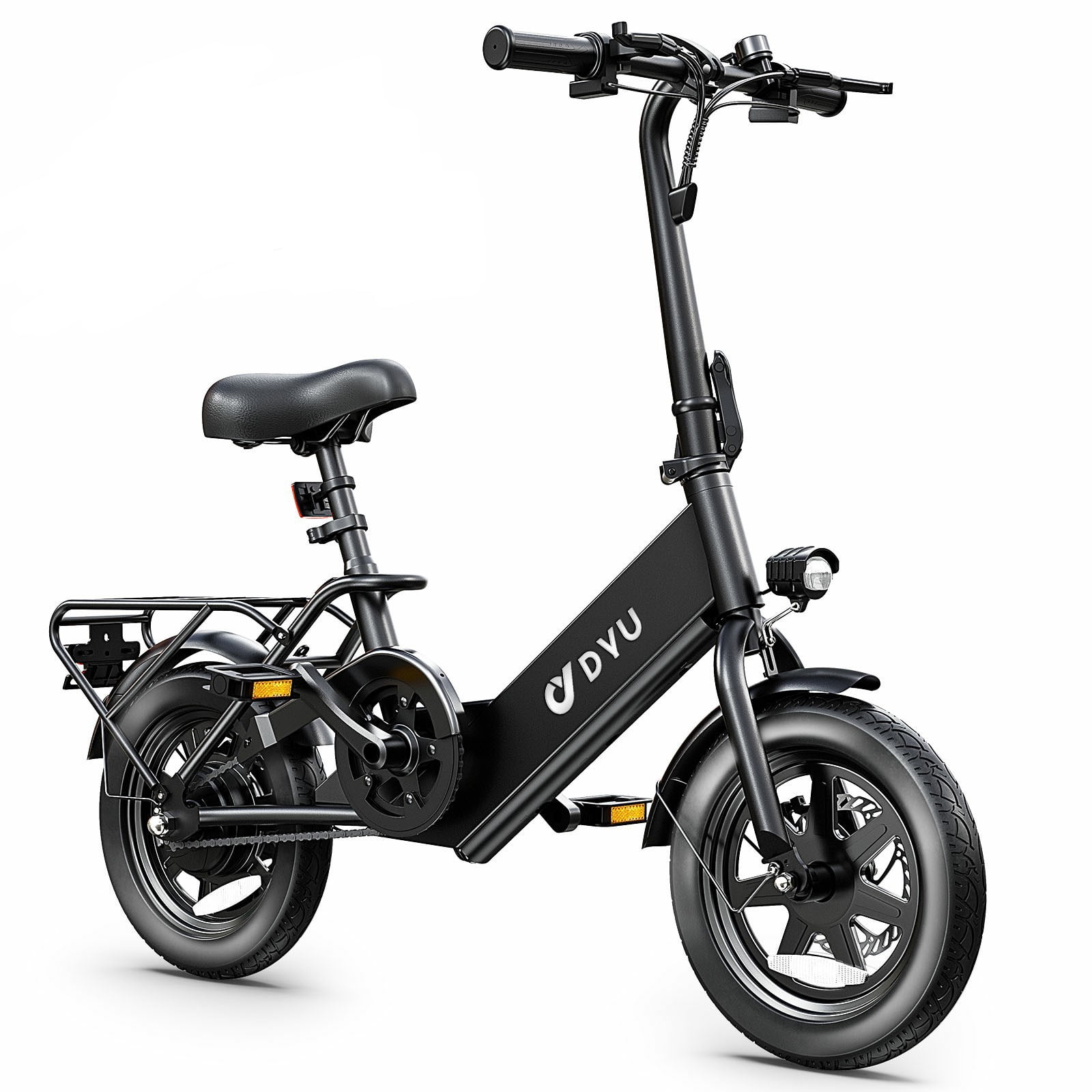 DYU 14" Folding Electric Bike for Adults Teens, 350W 36V/7.5AH, Pedal-Assist, Commuter Cruiser City E Bike