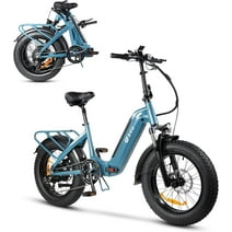 DYU 20" Fat Tire Electric Bike for Adults, Folding Electric Bicycle 500W 48V 14AH Removable Battery, Cargo Snow Beach E Bike w/Shimano 7 Speed Lockable Suspension Fork