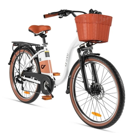 DYU 26" Commuter Electric Bike for Adults, Peak 500W 36V 15.6AH, Pedal-Assist, Shimano 7-Speed, Cruiser City E Bike UL2849