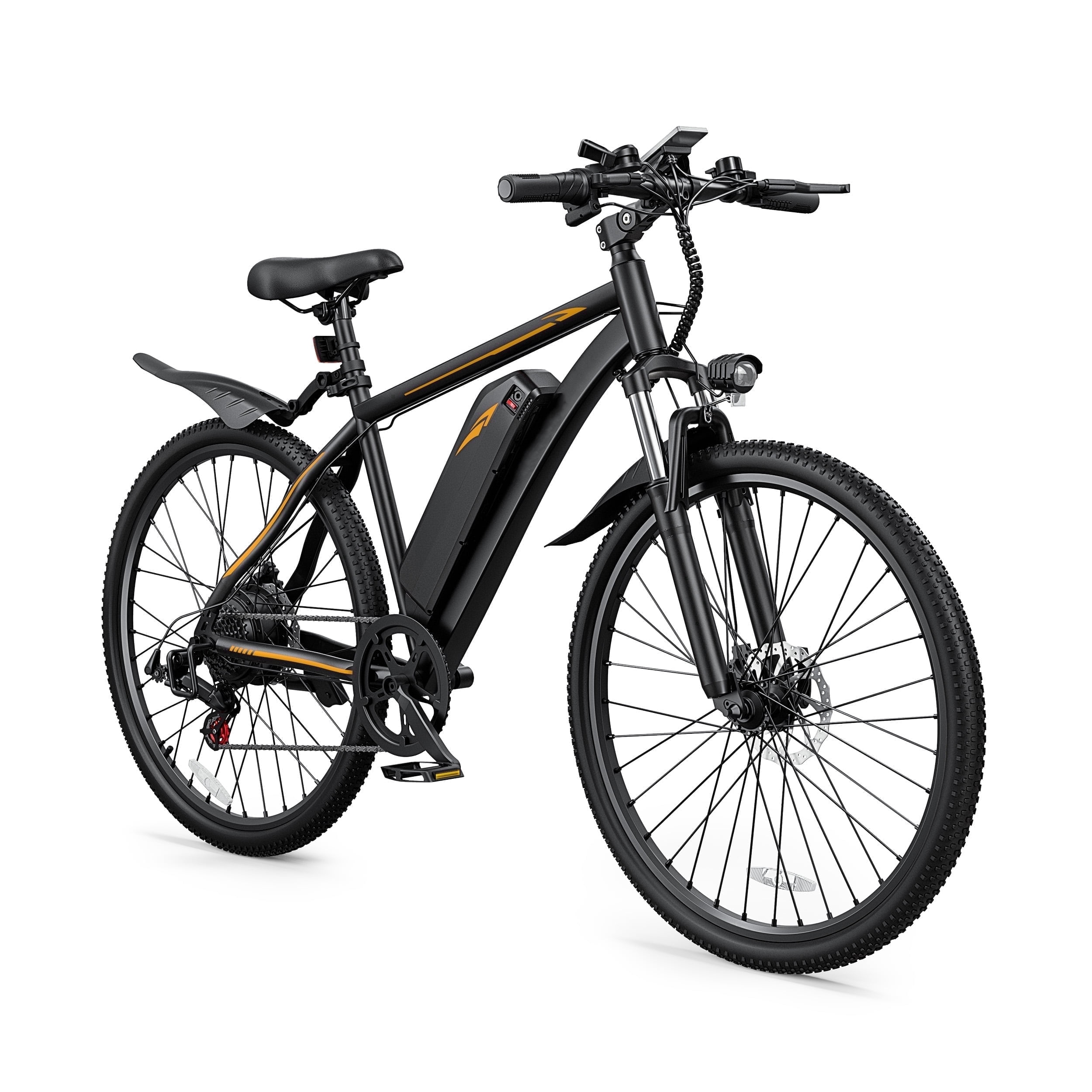DYU 26" Electric Bike for Adults, 36V/10AH Removable Battery, Peak 750W Brushless Motor, 50 Miles Commuting Range, Front Fork Suspension, Shimano 7 Speed, Class