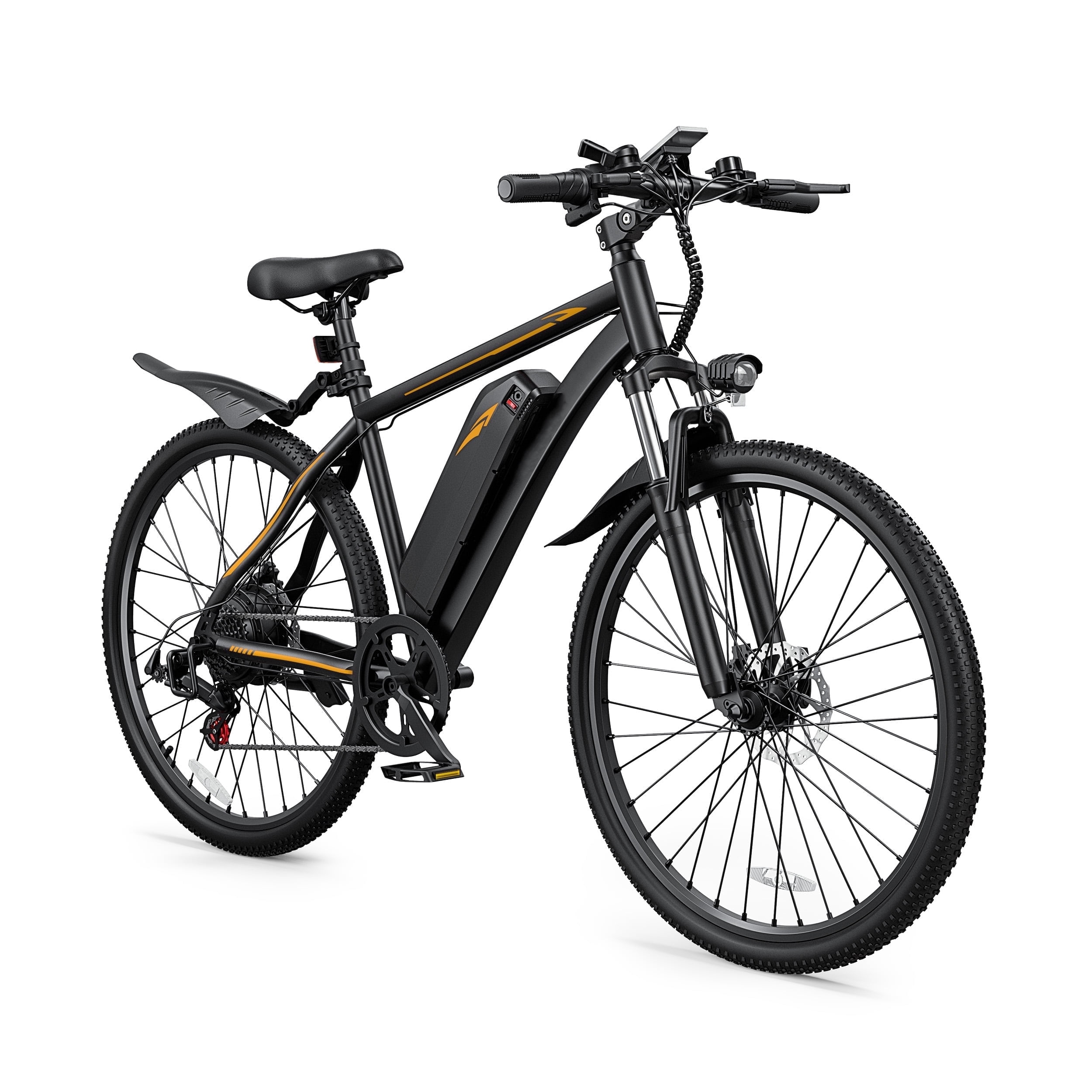 DYU 26" Electric Bike for Adults, 36V/10AH Removable Battery, Peak 750W Brushless Motor, 50 Miles Commuting Range, Front Fork Suspension, Shimano 7 Speed, UL2849