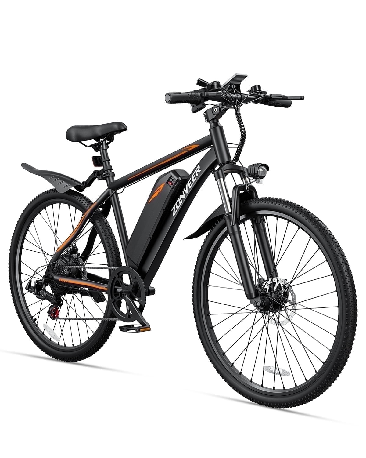 DYU 26" Electric Bike for Adults, 36V/10AH Removable Battery, Peak 500W Brushless Motor, 50 Miles Commuting Range, Front Fork Suspension, Shimano 7 Speed, UL2849