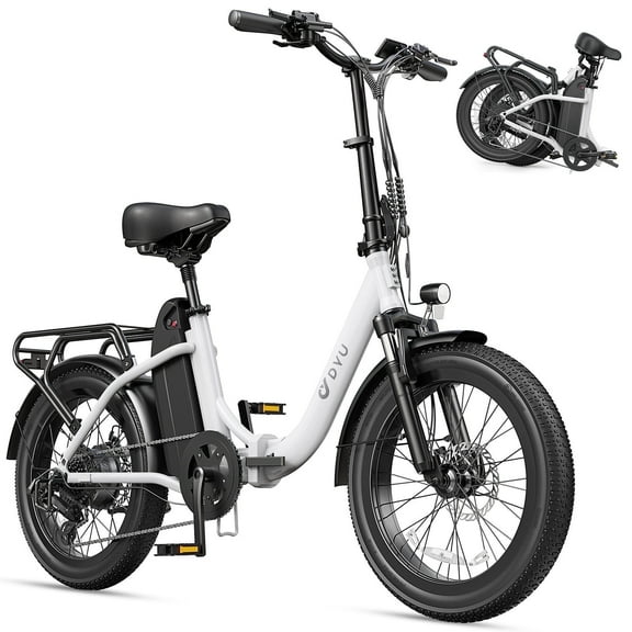 DYU Electric Bike for Adults, 20" Fat Tire Electric Mountain Bike with 48V 15.6Ah - 748.8Wh Removable Battery, Peak 1000W Motor, Max Speed 28Mph, up to 80 Miles, UL2849 Certification