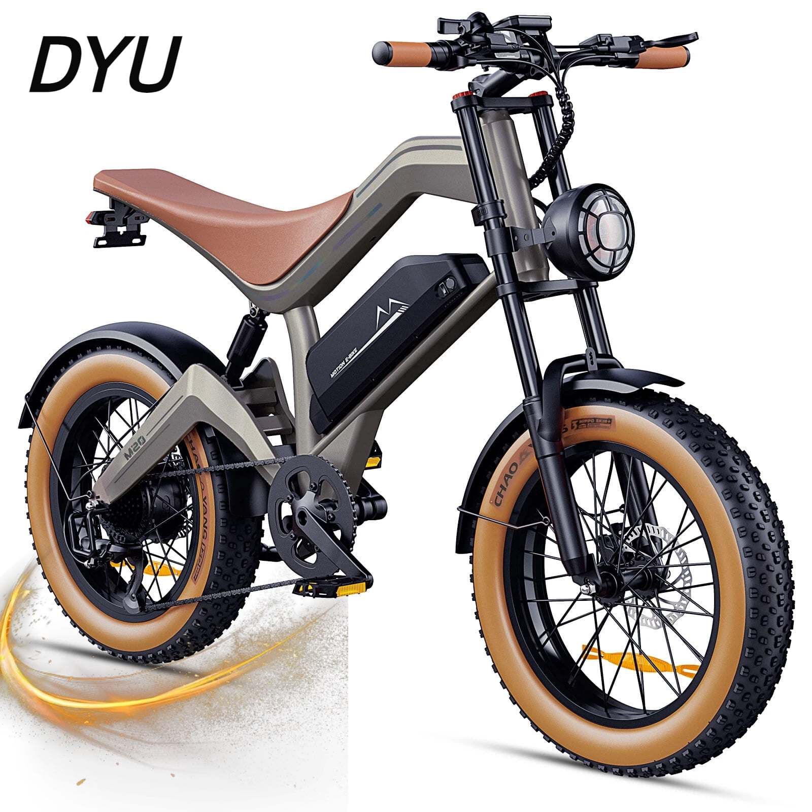 DYU M20 Adult All-Terrain Electric Bike, 100-mile range mountain bike, 28 mph top speed, 1500W peak motor, 48V 18Ah battery, UL 2849 certified
