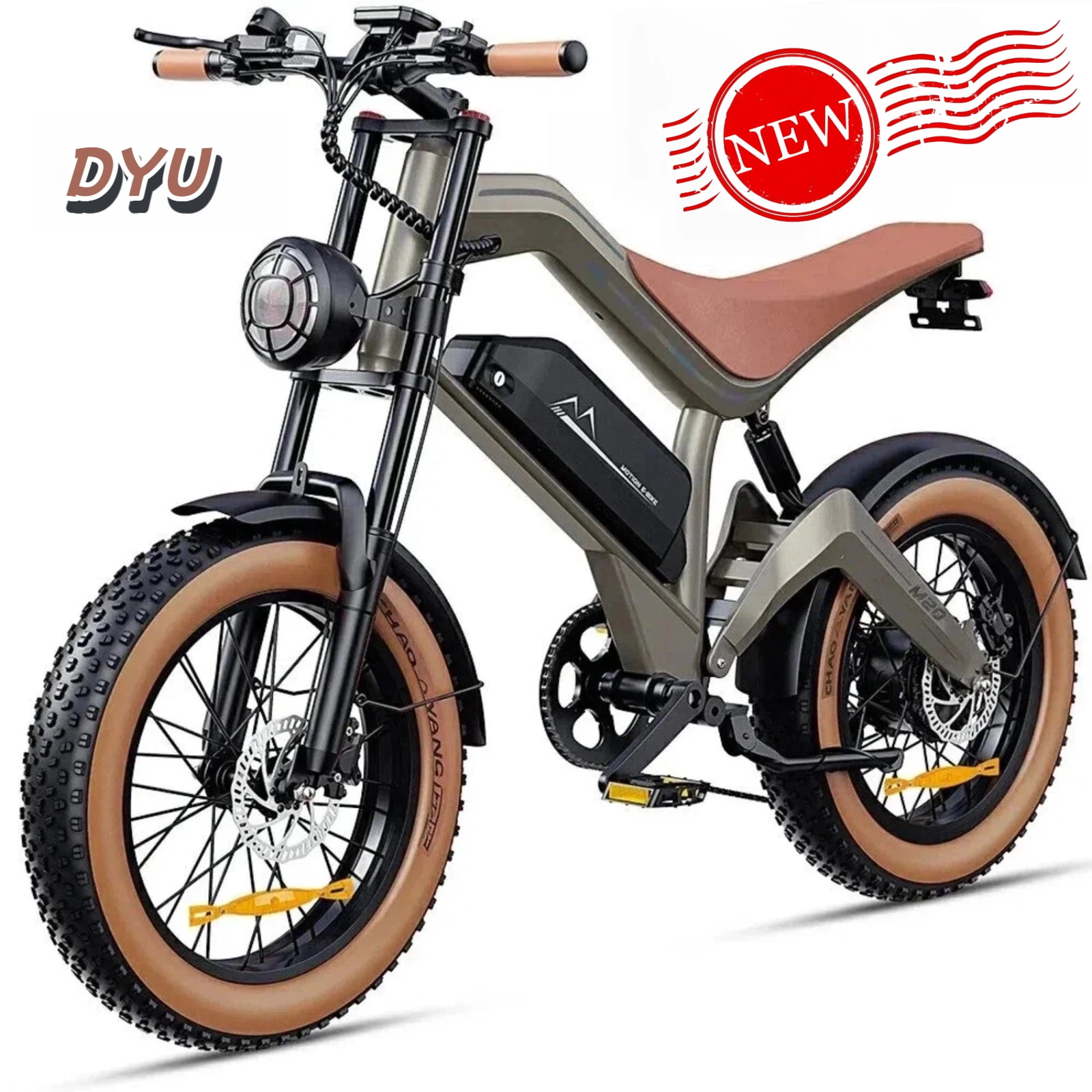 DYU M20 All-Terrain Electric Bike for Adult, 100 Miles Long-Range Mountain Bike, Peak 1500W Motor, 28MPH, 48V 18Ah, UL2849