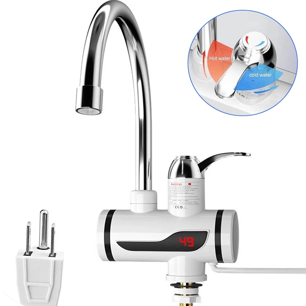 DYUES 3000W Hot Water Heater Faucet Instant Tankless Water Heater,Electric Kitchen Bathroom Fast Heating Tap Water Faucet