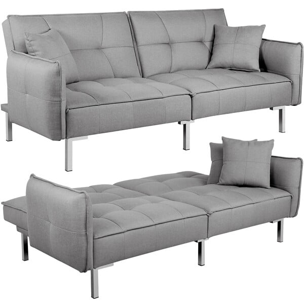 DYUKFG Gray Convertible Sleeper Sofa Bed - Sectional Futon with Pull ...