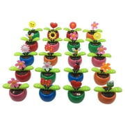 DYWADE 4th of the July Decoration Home Decoration for Bedroom 8 Cute Solar Power Flip Flower for Car Decoration Swing Dancing Flower Bobblehead Solar Dancing Flowers In Colorful Pots