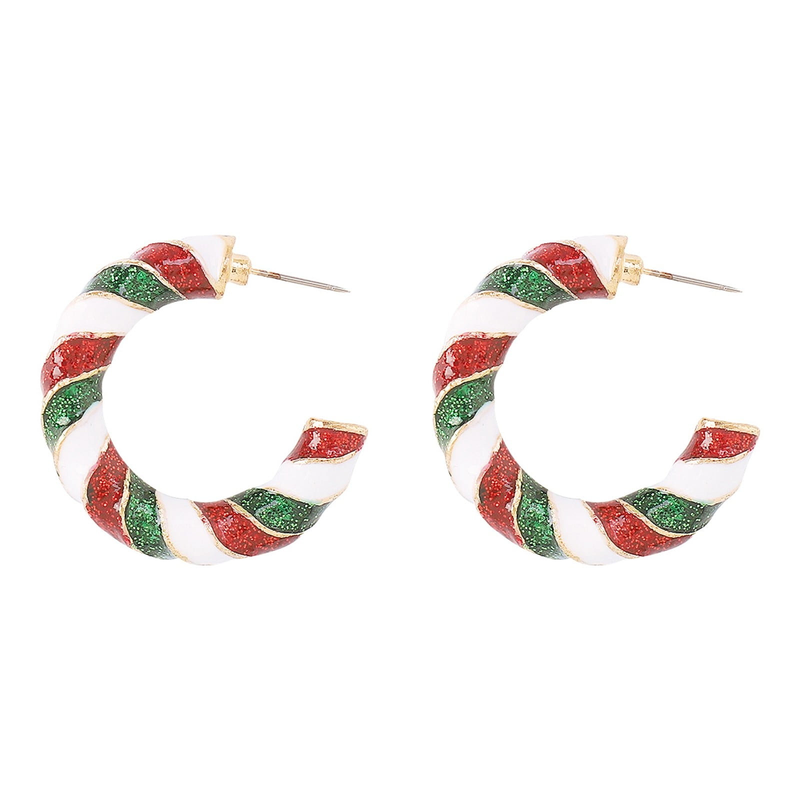 DYWADE Accessories Christmas Candy Colored Spiral C Shaped Earrings