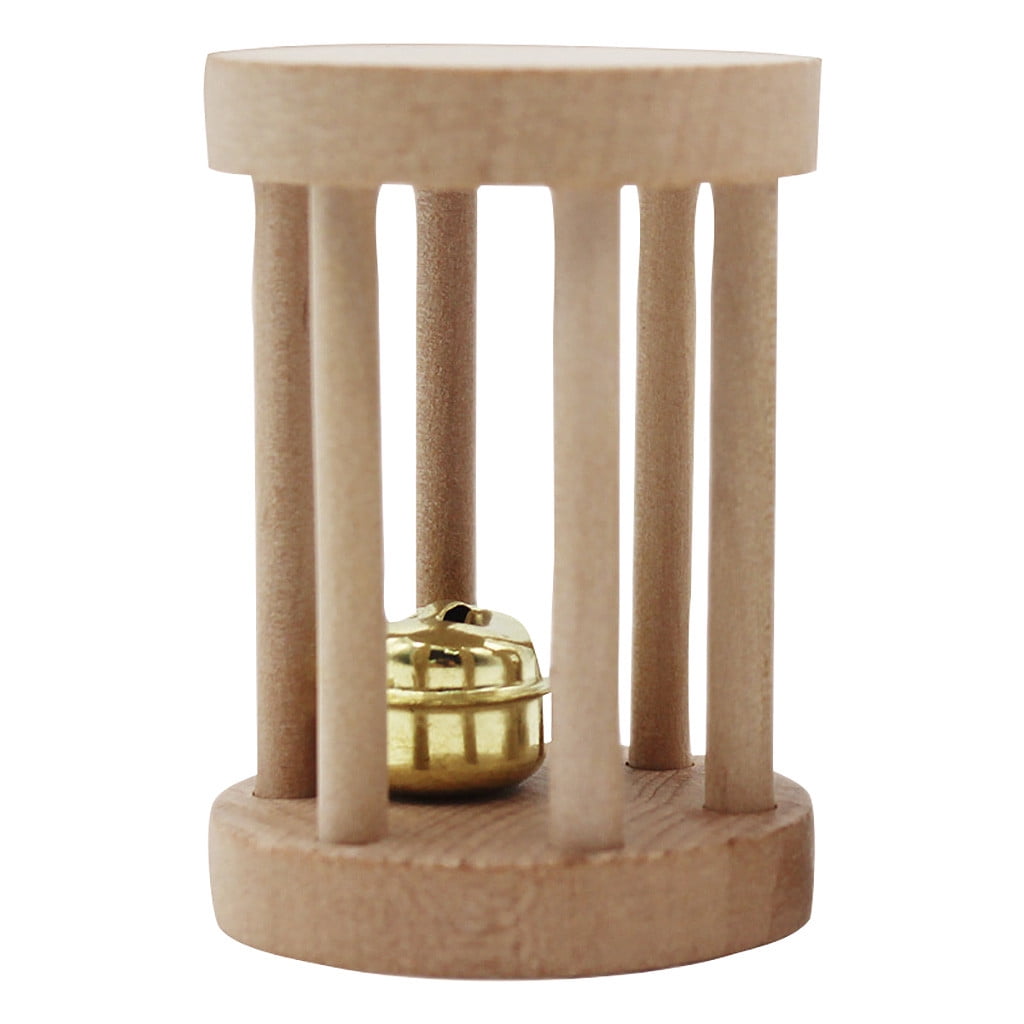 DYWADE Animal Accessories Wood Parrot Chew Toys With Bell For Birds