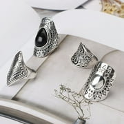 DYWADE Jewel Big Ring 4Pcs/Set Women Bohemian Vintage Silver Stack Rings Above Rings