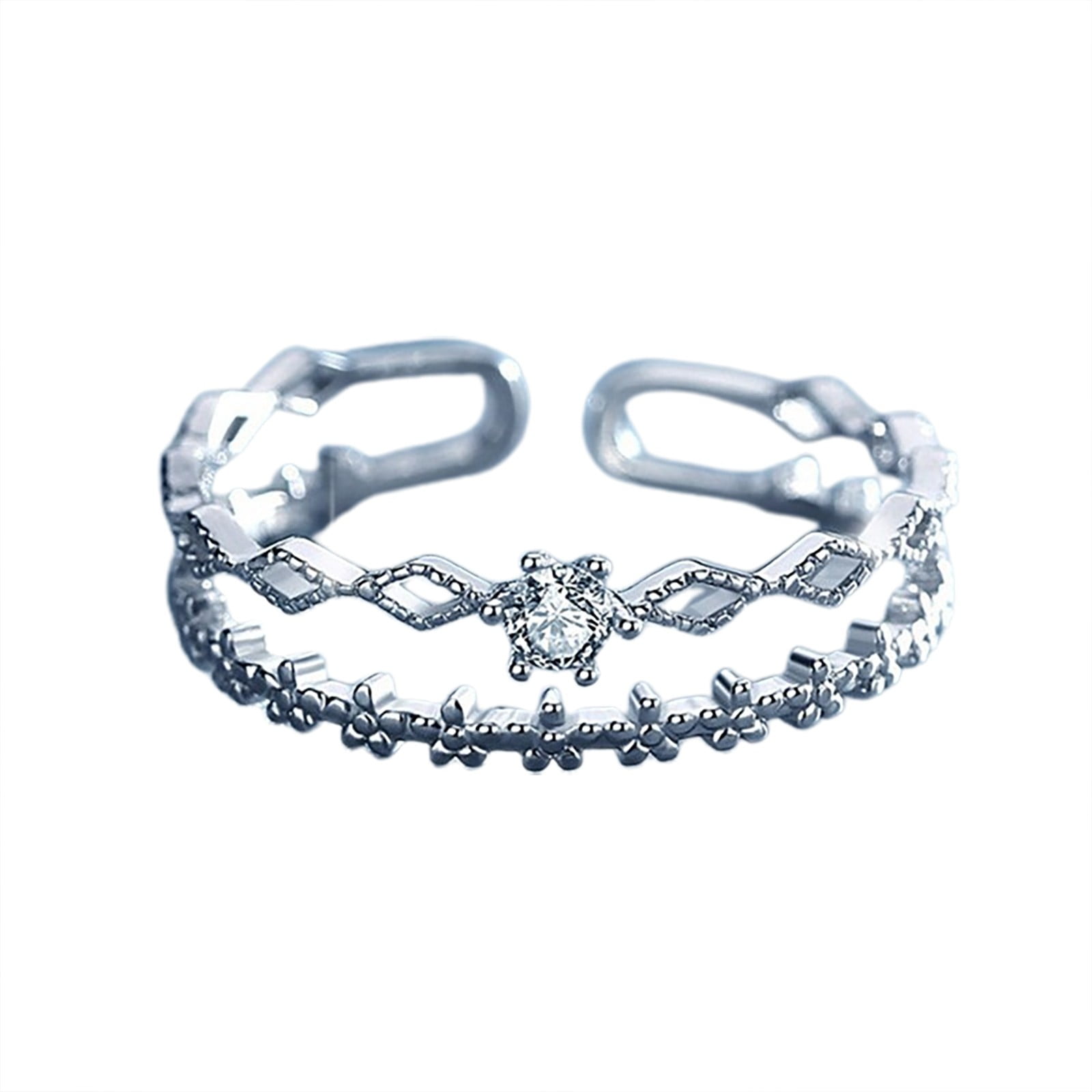 DYWADE Jewel Cool Rings for Double Layer Zircon Ring for Women Diamond
