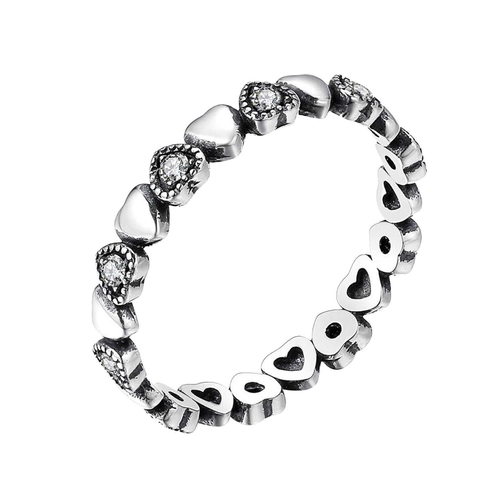 DYWADE Jewel Plus Size Ring Love MicroInlaid Zircon Ring Simple and Beautiful Diamond Ring