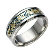 DYWADE Jewelry Rings Adjustable Set Titanium Steel Ring with Silver Golden Stainless Steel Ring *2Pcs