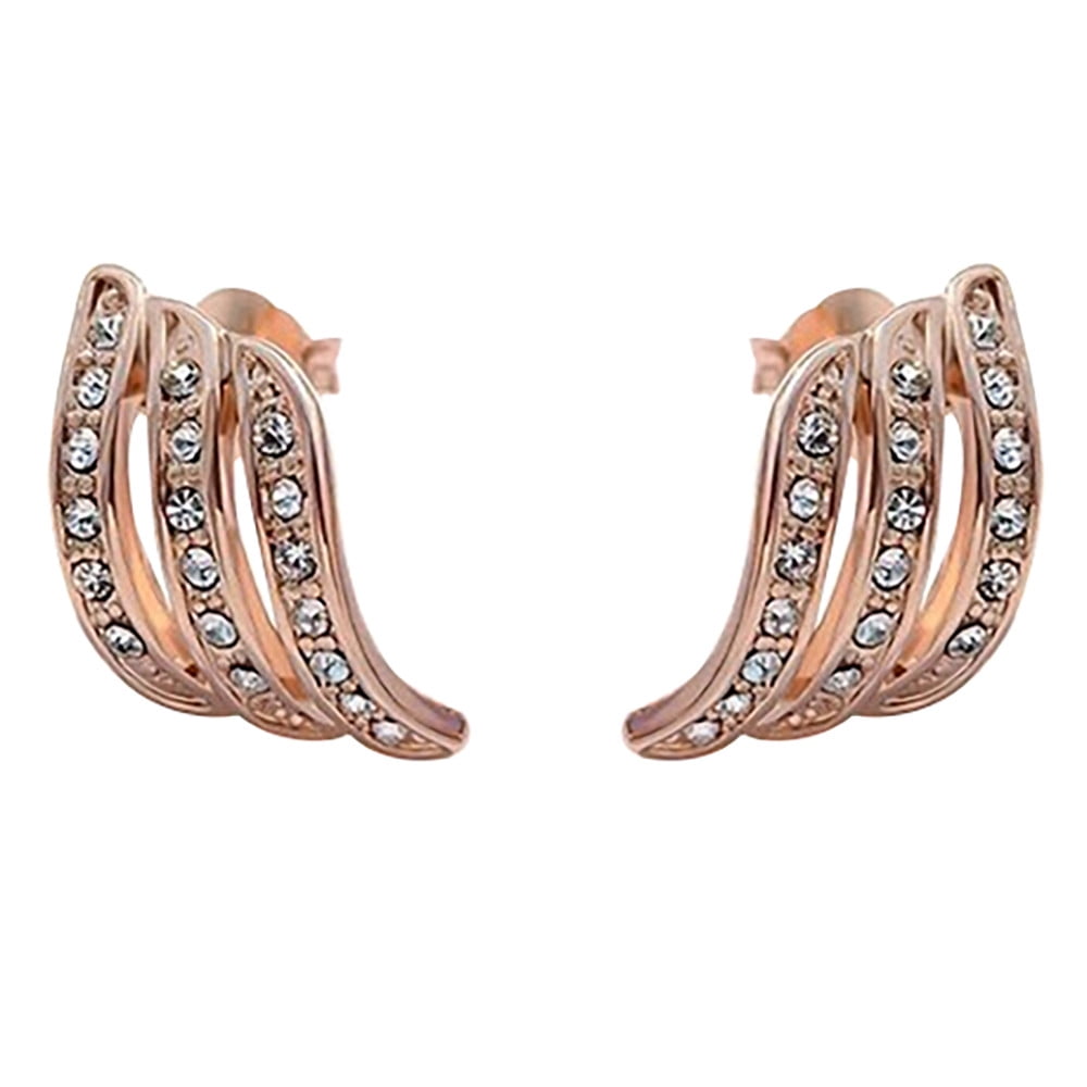 DYWADE Ornaments Woman Earrings Rose Gold DiamondStudded Personality