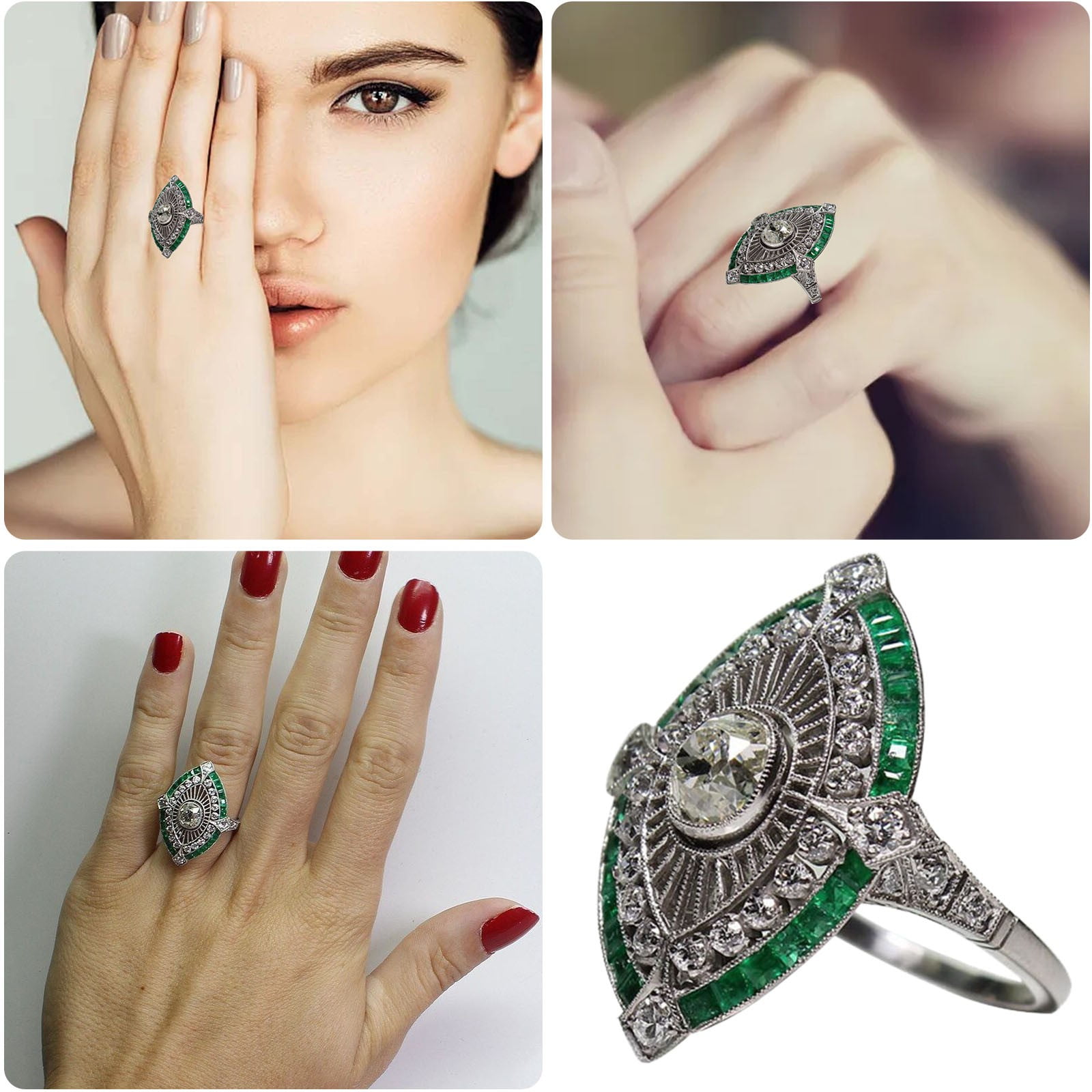 DYWADE Pearls European and Fashion Micro Inlaid Zircon Engagement Ring Atmosphere Diamond Ring