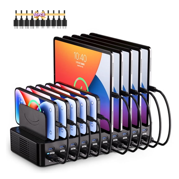 DYWCDNICE 20-Port Charger 20-Ports Docking Station with 1 Power Cord for Smartphones & Tablets, Black