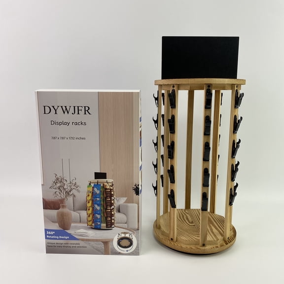 DYWJFR Display racks,Chip Rack Display Stand with 360 Rotation, Wood Snack Display Rack with Message Board, Snack Bag Holder Chip Organizer for Pantry, Counter