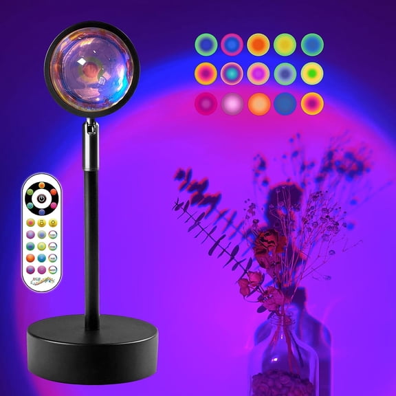 DYY Sunset Lamp Projector Sunset Night Light Sunset Projection Lamps Halloween Sunset Light with Remote Mood Lighting Rainbow Sunlight lamp Led Colorful Changing for Home Bedroom
