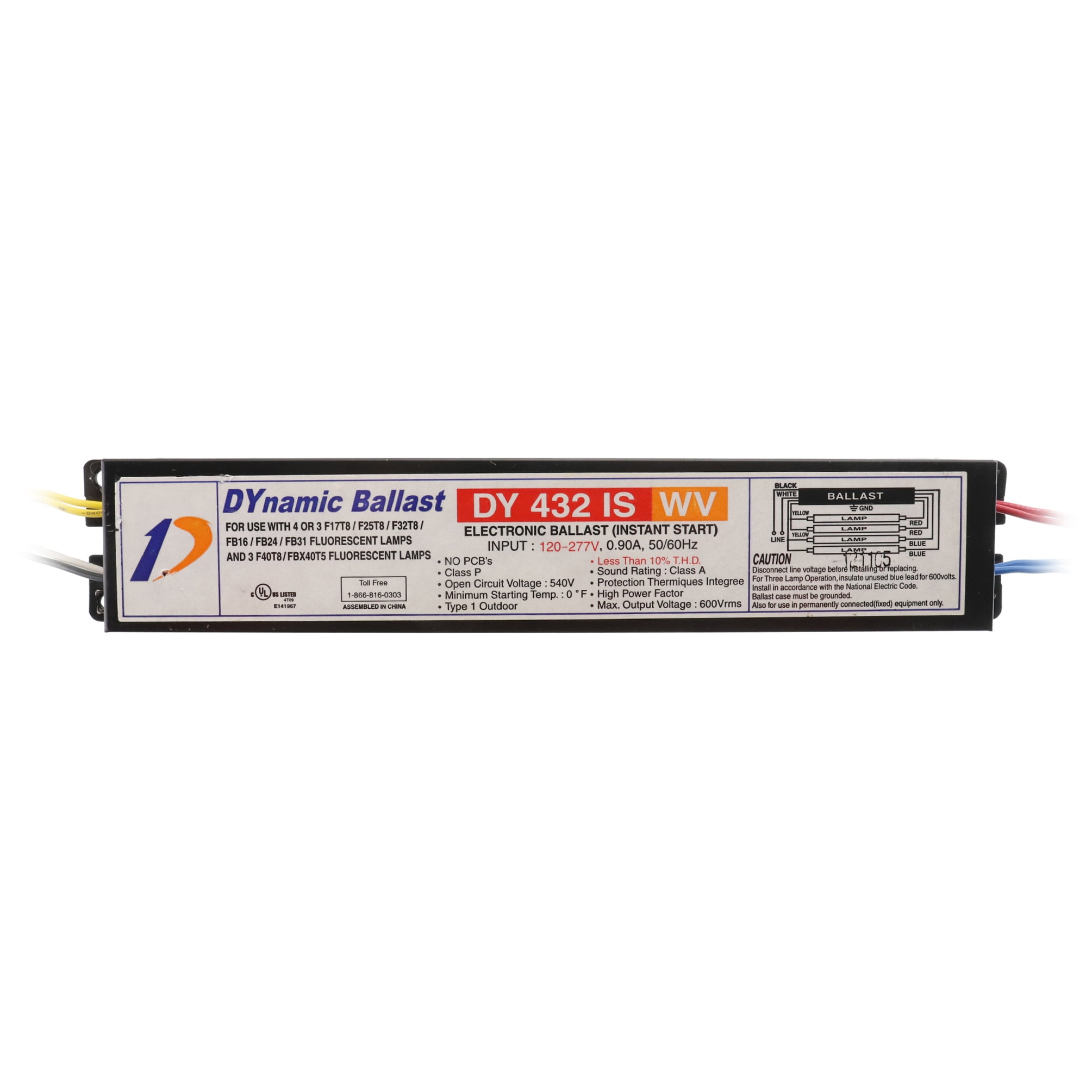 DYnamic Ballast DY432ISWV Electronic Fluorescent Ballast, 4Lamp, T8
