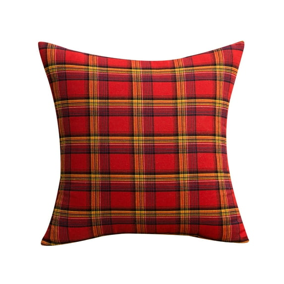 DYstyle 1/2 Pcs Square Bed Sofa Pillow Cases Cover Scottish Tartan Plaid Cotton Polyester Throw Waist Cushion Cover Christmas Decoration