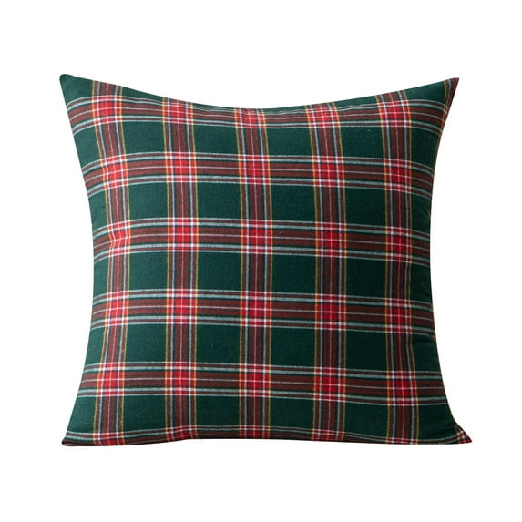 DYstyle 1/2 Pcs Square Bed Sofa Pillow Cases Cover Scottish Tartan Plaid Cotton Polyester Throw Waist Cushion Cover Christmas Decoration