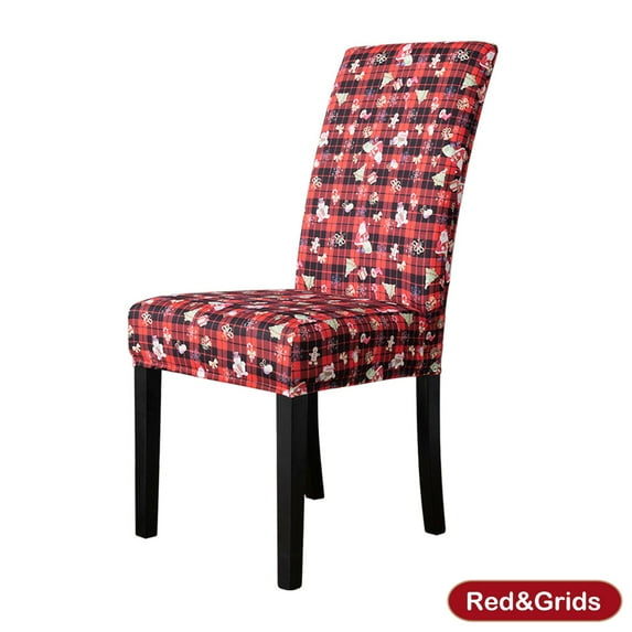 DYstyle 1-8 Pcs Christmas Santa Elk Stretch Banquet Chair Cover Party Decor Dining Room Seat Cover Chair Slipcover