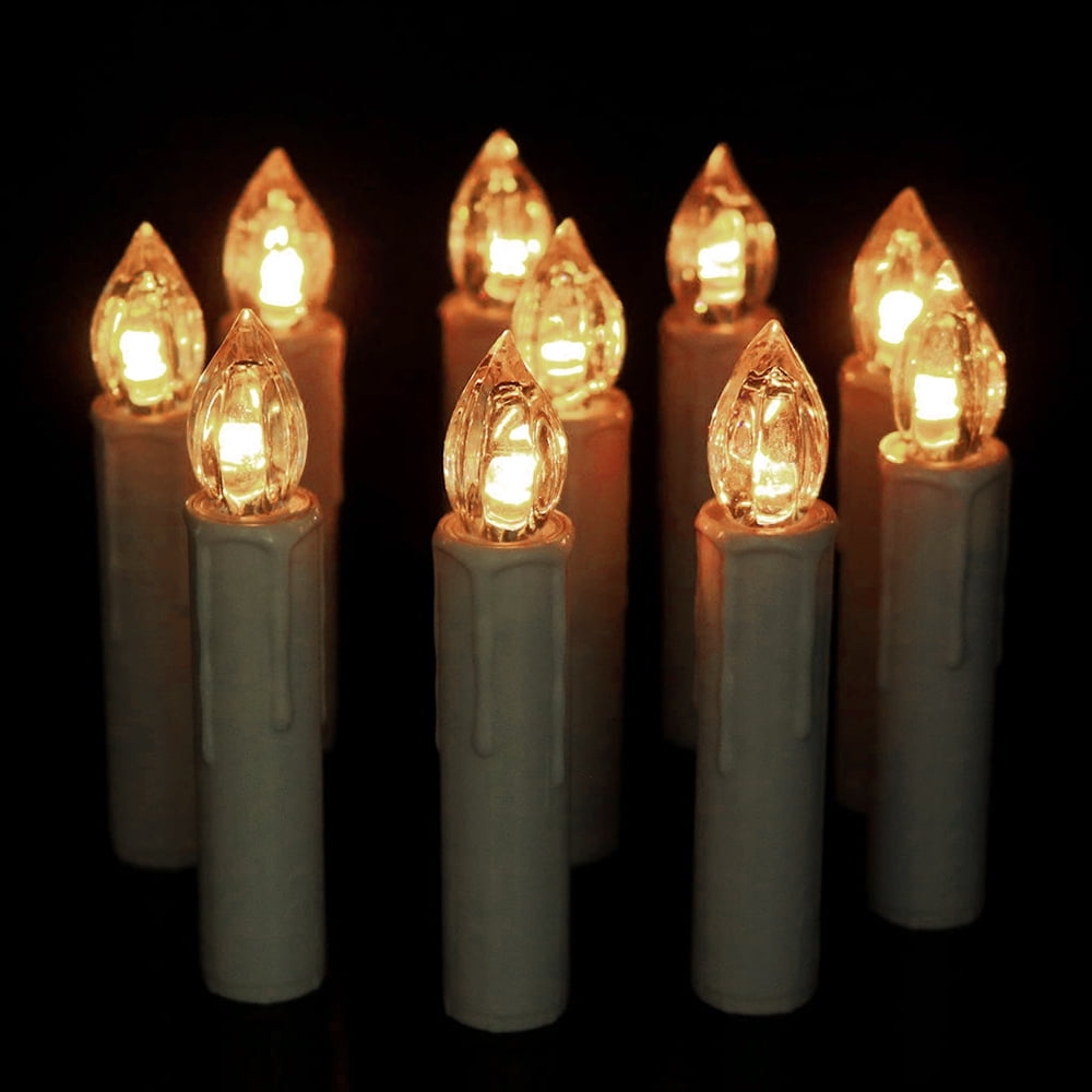 DYstyle 10Pack Flameless Taper LED Candles Remote Control Warm White RGB Light with Timer Window