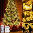 thumbnail image 1 of DYstyle 16.4ft 32.8ft LED Copper Wire String Fairy with Double Layer Ribbon Waterproof Christmas Tree Ribbon Lights for Christmas Party Weddings, 1 of 5