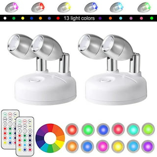HONWELL Wireless LED Spotlights 2 Pack Accent Lights Puck Lights with 2  Remote, Indoor Closet/Picture Lights with Rotatable Head,Stick on Artwork