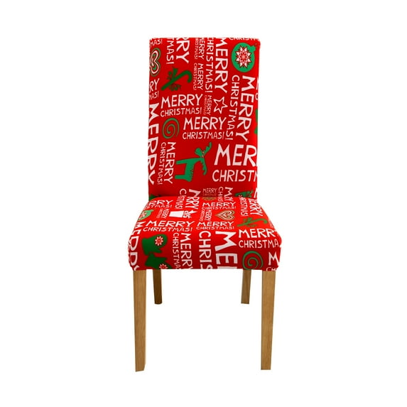 DYstyle Christmas Decor Spandex Stretch Banquet Chair Cover Dining Room Seat Cover